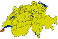 Peta Swiss menunjukkan Kanton Jenewa
