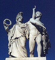Athena tư vấn cho Diomedes ngay trước khi bước vào trận chiến. Schlobrücke, Berlin.