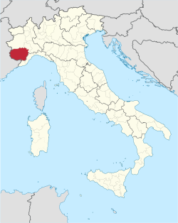 Разположение на Кунео в Италия