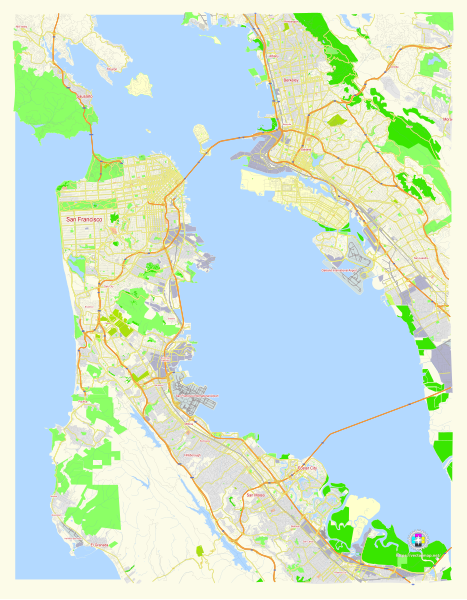 File:San Francisco and Oakland California US street map.svg