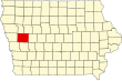 Harta statului Iowa indicând comitatul Crawford