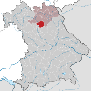 Beliggenheden af Landkreis Forchheim i Bayern (klikbart kort)