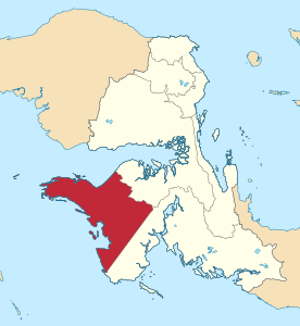 Peta Kabupaten Fakfak di Provinsi Papua Barat, Indonesia