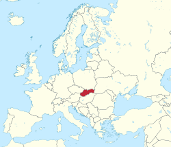 斯洛伐克響歐洲嘅位置（紅色）