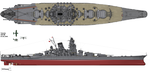Bản vẽ thiết giáp hạm Yamato như nó hiện hữu năm 1945.