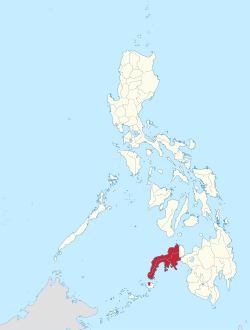 Mapa de Filipinas con Península de Zamboanga resaltado