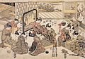 Phép chiếu xiên: phụ nữ chơi cờ Shogi, cờ vây và cờ sugoroku. Bức tranh của họa sĩ Nhật Bản Kiyonaga Torii (1780).
