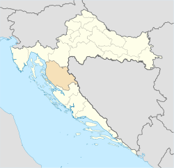 Lika-Senj County (light orange) within Croatia (light yellow)