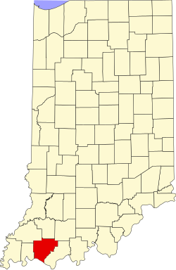 map of Indiana highlighting Warrick County