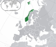 Mapa da Noruega na Europa