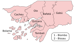 Harta regiunilor Guineei-Bissau