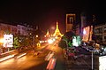 Sule Pagoda Road and Sule Pagoda by night