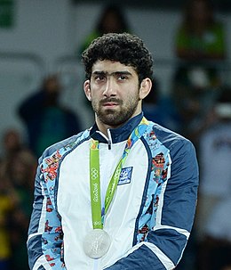 Toğrul Əsgərov 2016-cı ildə Braziliyanın Rio-de-Janeyro şəhərində baş tutan XXXI Yay Olimpiya Oyunlarının gümüş medalına sahib olanda (22 avqust 2016-cı il)