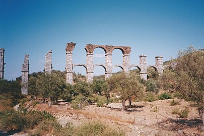 Μόριας ruins with old olive trees of the island