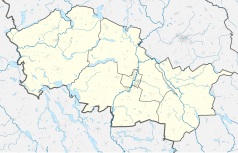 Mapa konturowa powiatu nowomiejskiego, blisko centrum na dole znajduje się punkt z opisem „Kąciki”