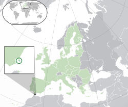 Location of Gibraltar (dark green) – in Europe (green & dark grey) – in the European Union (green)