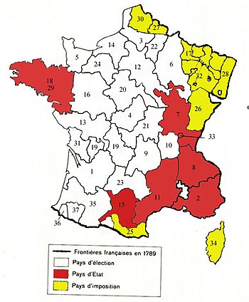 D'Généralités a Frankräich am Joer 1789.