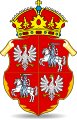 ポーランド・リトアニア共和国の紋章 ポーランドの国章である白い鷲と、リトアニアの国章である馬に乗った騎士が描かれている