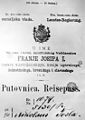 Никола Теслаға Хорватия һәм Славония Короллеге 1883 йылда биргән паспорттың беренсе бите