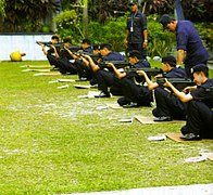 Recruits of the Royal Malaysia Police training with their MP5s