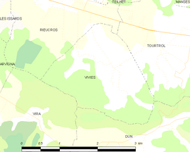 Mapa obce Viviès