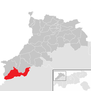 Lage der Gemeinde Kaisers im Bezirk Reutte (anklickbare Karte)