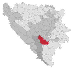 Lage der Gemeinde Konjic in Bosnien und Herzegowina (anklickbare Karte)