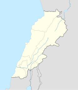 Map showing the location of Byblos within Lebanon