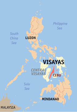 Mapa iti Filipinas a mangipakita ti pakasarakan iti Cebu.