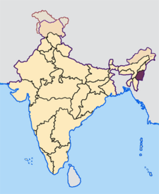Map of India with the location of మణిపూర్ highlighted.