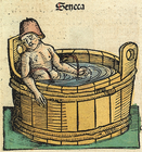 Самоубийството на Сенека. Илюстрация в т.нар. Нюрнбергски хроники, 1493.