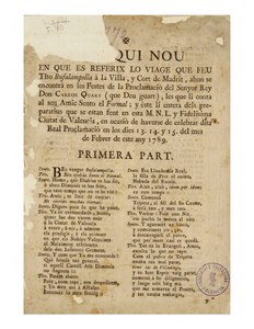 Col·loqui nou en que es referix lo viatge que feu Tito Bufalampolla à Madrit (1789)