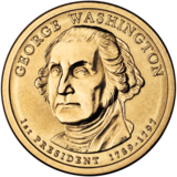 Moneda d'or amb el bust de Washington mirant lleugerament cap a l'esquerra. "GEORGE WASHINGTON" a la part de dalt, "1st PRESIDENT 1789–1797" avall, i "JFM" a la base del bust.