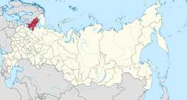 Die ligging van Karelië in Rusland.