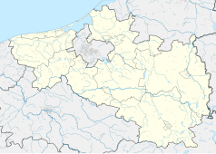 Mapa konturowa powiatu koszalińskiego, blisko centrum u góry znajduje się punkt z opisem „Szczeglino”