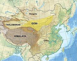 Poušť Gobi se rozkládá na území Mongolska a čínské autonomní oblasti Vnitřní Mongolsko.