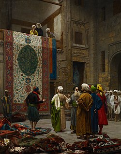 «بائع السجَّاد في القاهرة». لوحة بِريشة جان ليون جيروم تعود لِقُرابة سنة 1887م