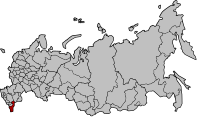 Die ligging van Dagestan in Rusland