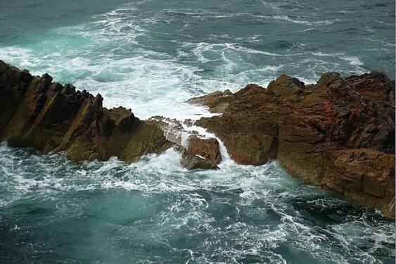 Sea surf at rocks, Outer Hebrides, Scotland