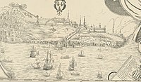 Québec en 1699 avec localisation de la Place Royale (lettre N).