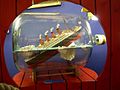 Ship in a bottle model of the sinking Titanic
