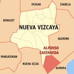 Bản đồ Nueva Vizcaya với vị trí của Alfonso Castañeda.