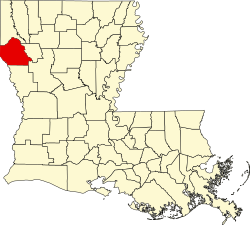 map of Louisiana highlighting De Soto Parish