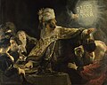 El festín de Baltasar es un óleo realizado hacia 1635-1638 por Rembrandt. Sus dimensiones son de 167,6 × 209,2 cm. Se expone en la National Gallery, Londres. Por Rembrandt.