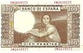 La Fuensanta on the reverse of 100 pesetas, 1953