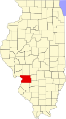 マディソン郡の位置を示したイリノイ州の地図