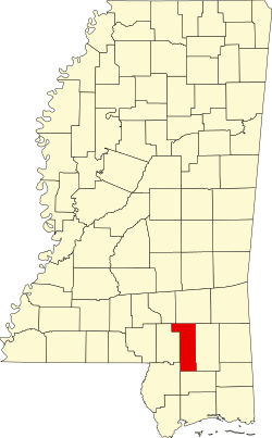 map of Mississippi highlighting Forrest County