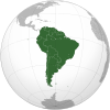 Localização da América do Sul num mapa-múndi