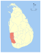 Map indicating the extent of Western Province within Sri Lanka
