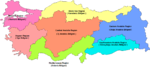 De zeven regio's van Turkije